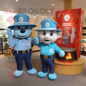 Blue Fire Fighter mascotte...