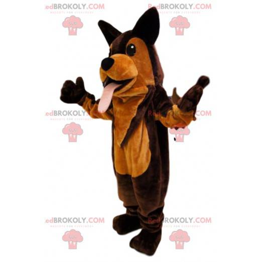 Mascota de perro marrón y naranja súper divertida. Disfraz de