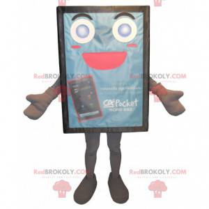 Mascotte del cartellone pubblicitario blu e carino -