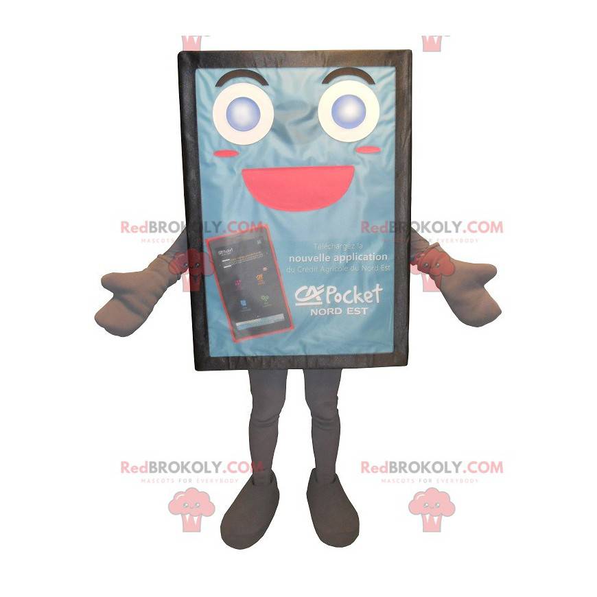 Mascote de outdoor de publicidade azul e fofo - Redbrokoly.com