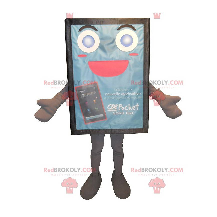 Mascotte de panneau publicitaire bleu et mignon - Redbrokoly.com