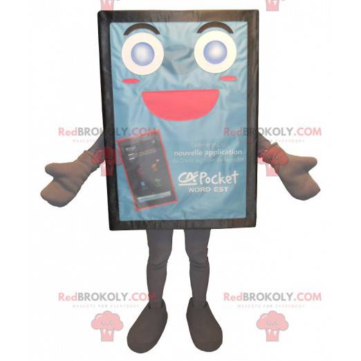 Mascota de cartelera publicitaria azul y linda - Redbrokoly.com