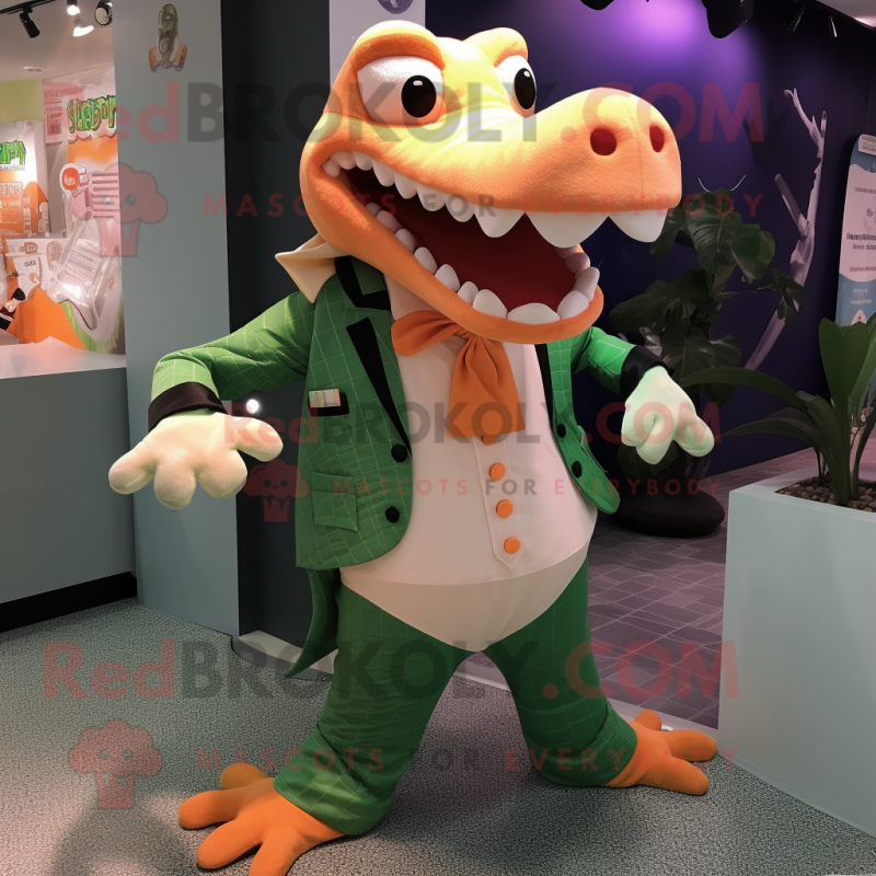 Peach Crocodile mascot costume character dressed with a Suit Jacket and Ties Peach Crocodile mascot costume character dressed with a Suit Jacket and Ties