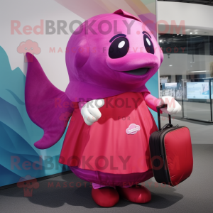 Magenta Whale maskot kostym...