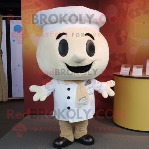 Cream Meatballs mascot costume character dressed with a Poplin Shirt and Headbands