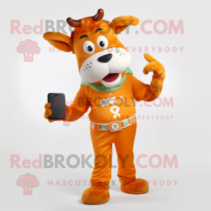 Orange Guernsey Cow maskot...