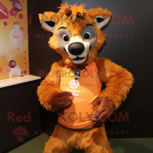 Orange Hyena maskot kostym...