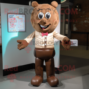Tan Chocolate Bar mascot costume character dressed with a Poplin Shirt and Hairpins
