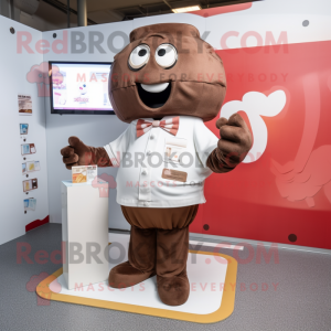 Tan Chocolate Bar mascot costume character dressed with a Poplin Shirt and Hairpins
