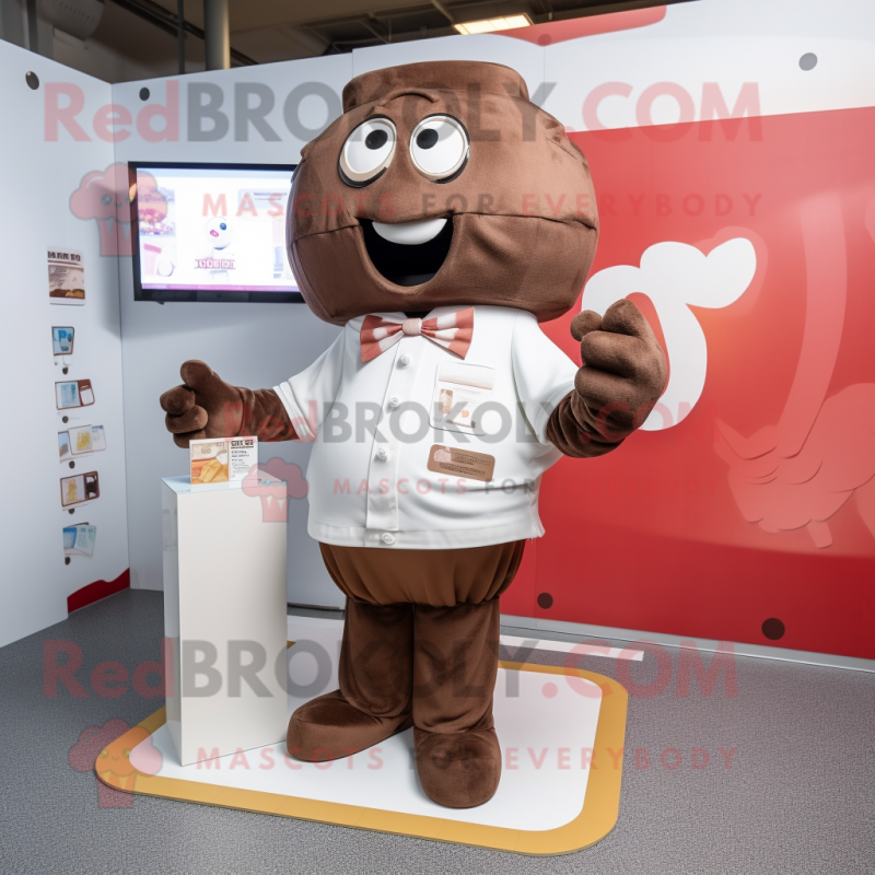 Tan Chocolate Bar mascot costume character dressed with a Poplin Shirt and Hairpins Tan Chocolate Bar mascot costume character dressed with a Poplin Shirt and Hairpins