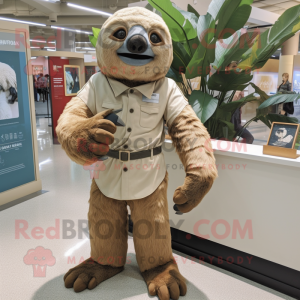 Tan Giant Sloth maskotdräkt...