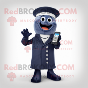Navy Phone mascot costume character dressed with a Cover-up and Ties