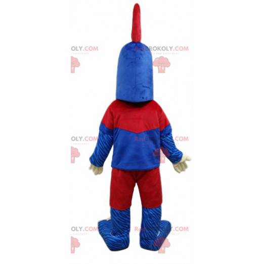 Mascote de frango em sportswear azul e vermelho - Redbrokoly.com