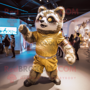 Guld Raccoon maskot kostym...