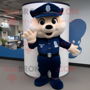 Navy Police Officer mascot costume character dressed with a Joggers and Mittens