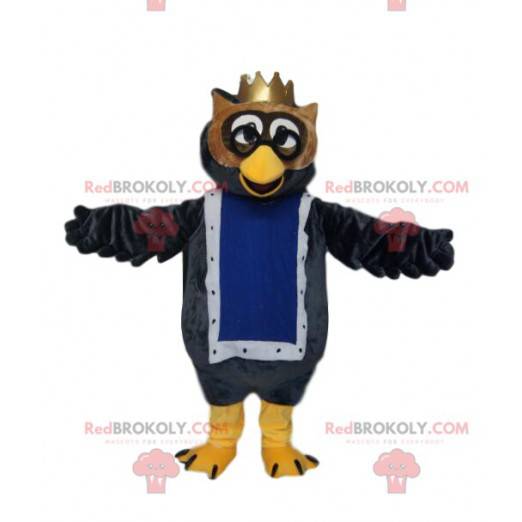 Eulenmaskottchen mit goldener Krone. Eulenkostüm. -