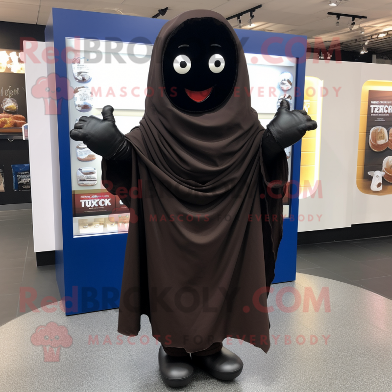 Black Chocolate Bars mascot costume character dressed with a Cover-up and Scarves Black Chocolate Bars mascot costume character dressed with a Cover-up and Scarves