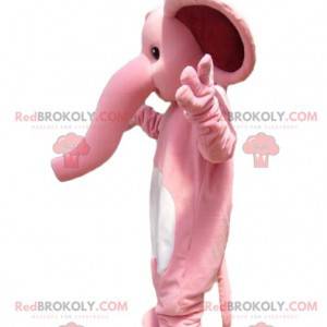 Mascot roze olifant, met een enorme slurf. - Redbrokoly.com