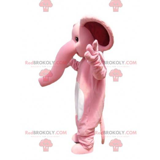 Mascot elefante rosa, con una enorme trompa. - Redbrokoly.com