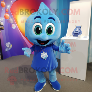 Blue Engagement Ring mascot costume character dressed with a Bermuda Shorts and Keychains