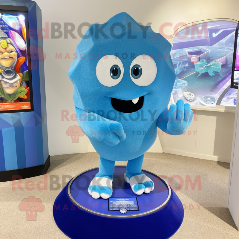 Blue Engagement Ring mascot costume character dressed with a Bermuda Shorts and Keychains Blue Engagement Ring mascot costume character dressed with a Bermuda Shorts and Keychains