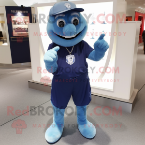 Blue Engagement Ring mascot costume character dressed with a Bermuda Shorts and Keychains