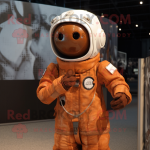 Rust Astronaut mascot costume character dressed with a Blouse and Hairpins