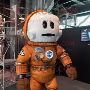 Rust Astronaut mascot costume character dressed with a Blouse and Hairpins
