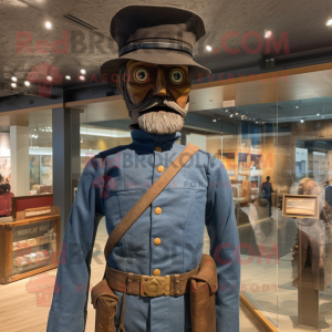 Brown Civil War Soldier mascot costume character dressed with a Denim Shirt and Ties