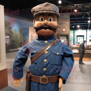 Brown Civil War Soldier mascot costume character dressed with a Denim Shirt and Ties