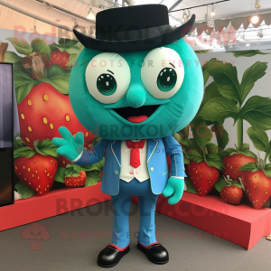 Turquoise Aardbei mascotte...