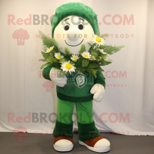 Forest Green Bouquet Of Flowers mascot costume character dressed with a Henley Tee and Shoe laces