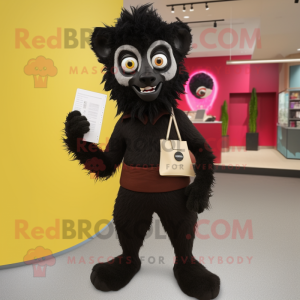 Sort Lemur maskot kostume...