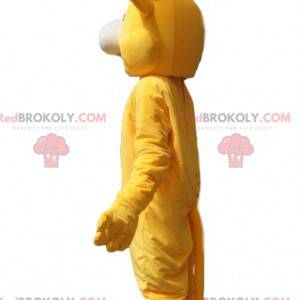 Mascotte de vache jaune super joyeuse. Costume de vache jaune -