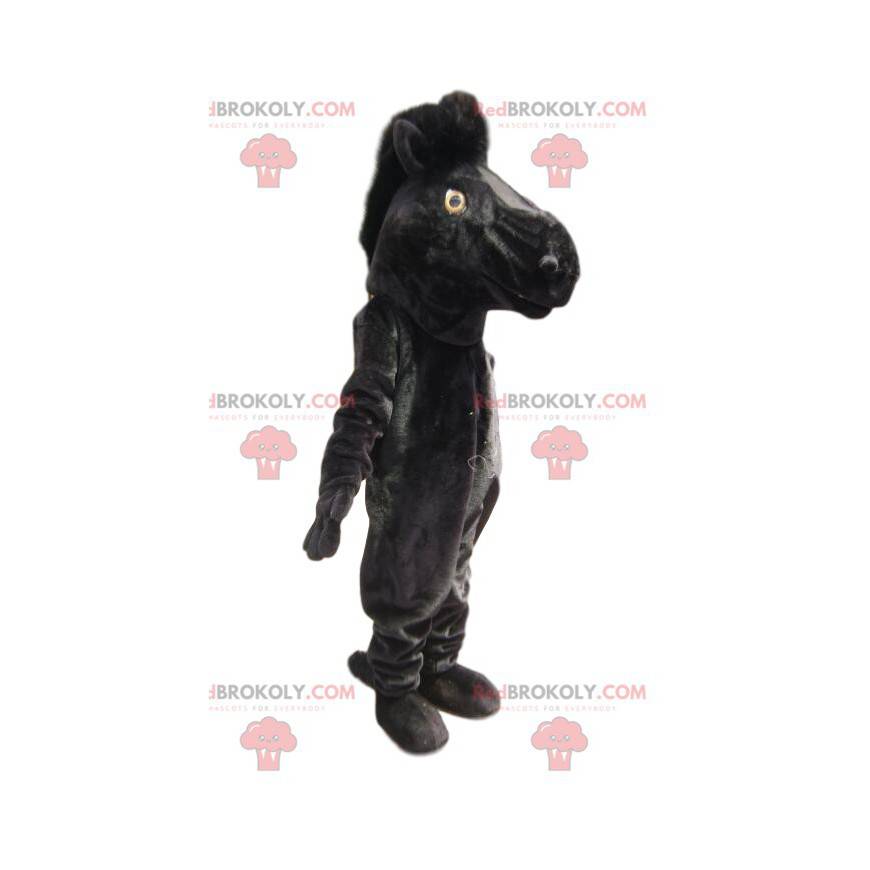 Mascotte de cheval noir. Costume de cheval noir - Redbrokoly.com