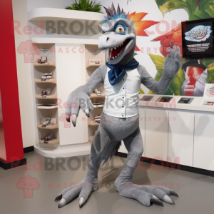 Silver Utahraptor maskot...