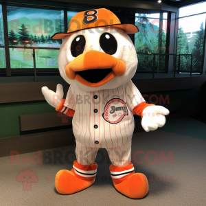 Cream Clown Fish mascot costume character dressed with a Baseball Tee and Wraps