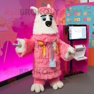 Roze lama mascotte kostuum...