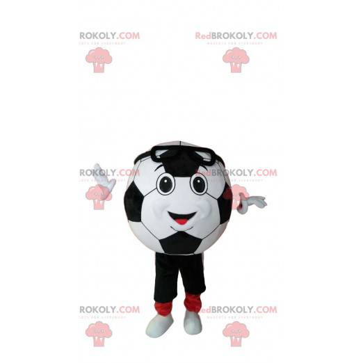 Smiling soccer ball mascot in sportswear - Redbrokoly.com
