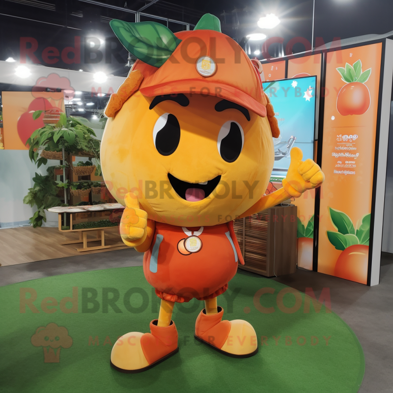 Orange Cherry mascot costume character dressed with a Cargo Shorts and Keychains Orange Cherry mascot costume character dressed with a Cargo Shorts and Keychains