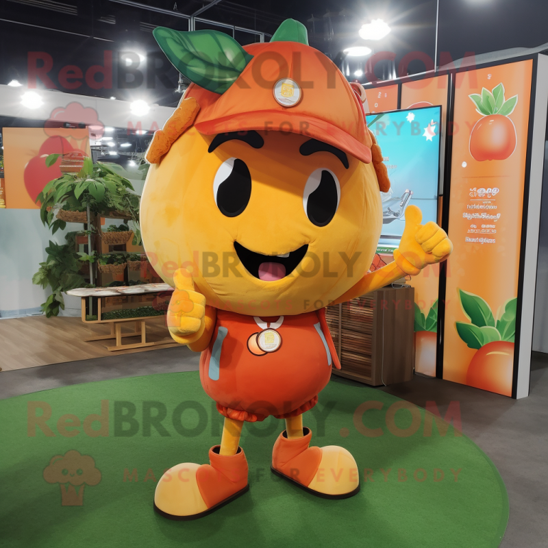 Orange Cherry mascot costume character dressed with a Cargo Shorts and Keychains