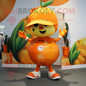 Orange Cherry mascot costume character dressed with a Cargo Shorts and Keychains