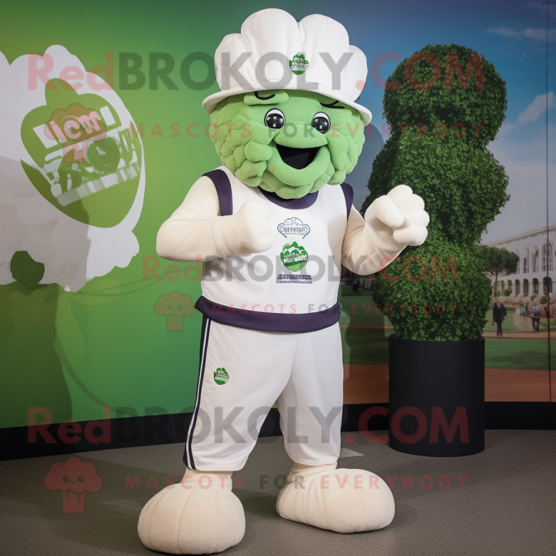 nan Cauliflower mascot costume character dressed with a Henley Tee and Caps