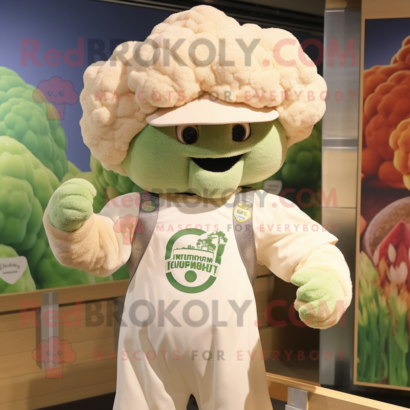 nan Cauliflower mascot costume character dressed with a Henley Tee and Caps