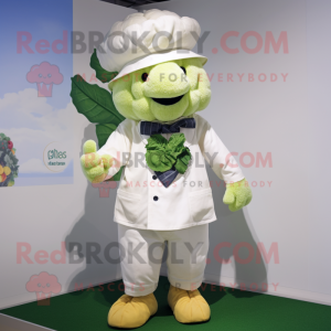 nan Cauliflower mascot costume character dressed with a Henley Tee and Caps