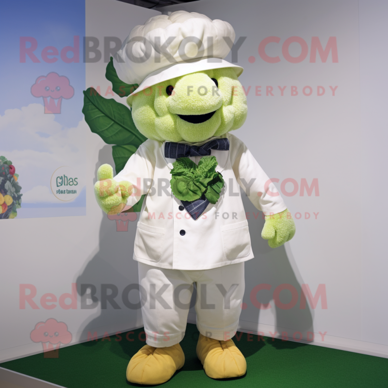 nan Cauliflower mascot costume character dressed with a Henley Tee and Caps
