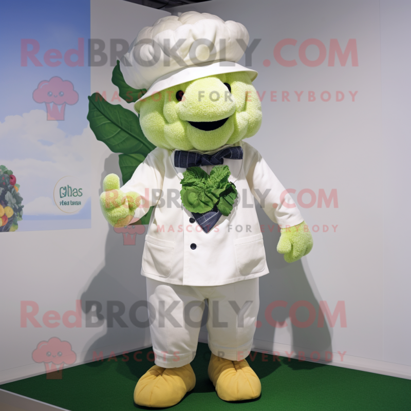 nan Cauliflower mascot costume character dressed with a Henley Tee and Caps nan Cauliflower mascot costume character dressed with a Henley Tee and Caps