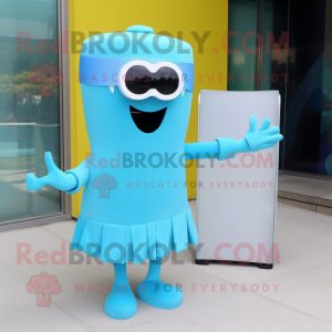 Cyan TV maskot drakt figur...