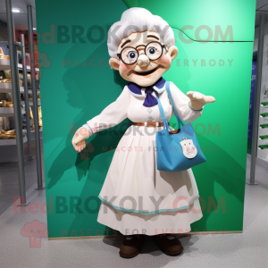 nan Hourglass mascot costume character dressed with a Poplin Shirt and Handbags