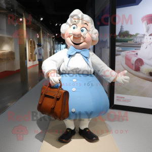 nan Hourglass mascot costume character dressed with a Poplin Shirt and Handbags